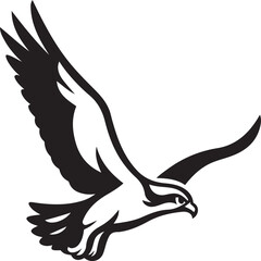 Eagle flying white background illustration, Silhouette bird vector black and white