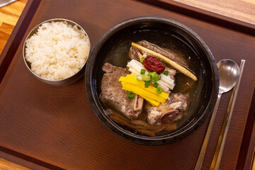 Korean traditional food. short rib soup. galbitang
