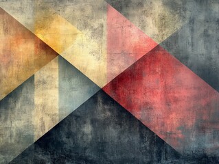 Abstract Geometric Grungy Triangles in Warm Amber, Fiery Red, and Cool Charcoal Tones: A Modern Textured Design for Contemporary Industrial Decor