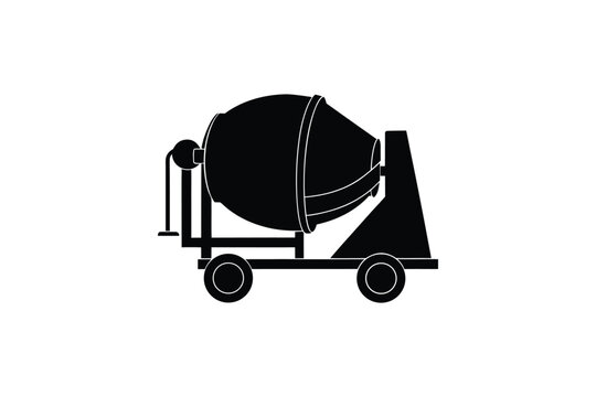 black concrete mixer on wheels clip art preview