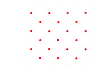 White grid lines intersecting with red dots creating a diamond pattern on a transparent background, ideal for design projects