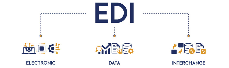 EDI website icons vector concept illustrated with an icons of electronic, data, interchange, connectivity, data access, data flow, integration, database, digital data, information, platform, process.