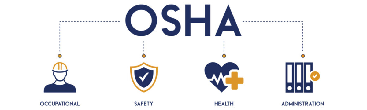 OSHA website icons vector concept illustrated with an icons of occupational, safety, health, administration, alert, approved, attention, awareness, biohazard, caution, checklist, compliance, protect