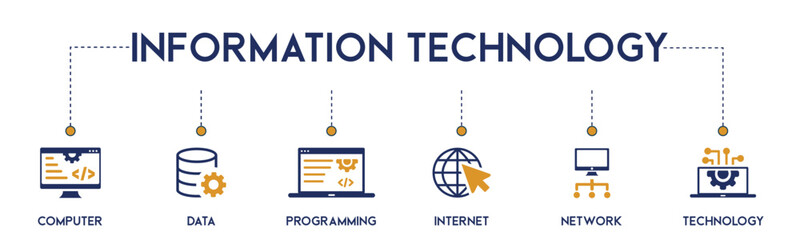 Information Technology website icons vector concept illustrated with an icons of computer, data, programming, internet, network, technology, artificial, automation, code, computer, database, laptop.