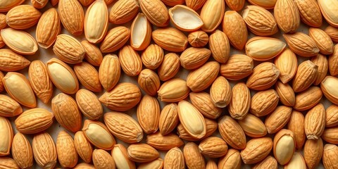Obraz premium Peeled almond kernels arranged in a decorative pattern, hand-drawn vector illustration, graphic, design
