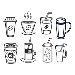 Collection of beverage cup silhouettes for various drinks