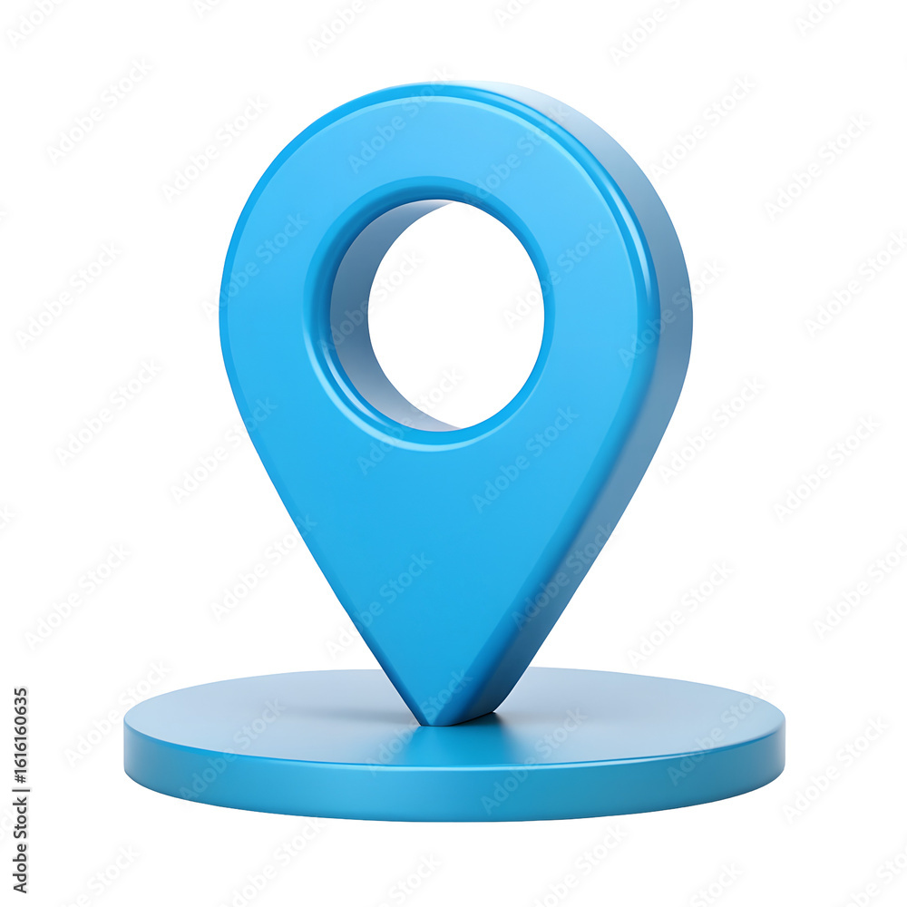 Poster blue 3d map pin location marker isolated on transparent background