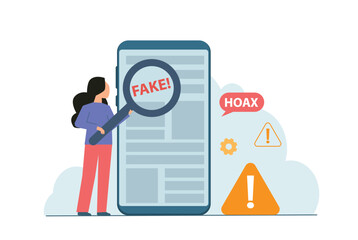 Fake news detection on smartphone. Digital harassment, misinformation and online abuse threats. Internet safety concerns