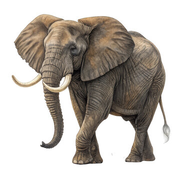 3d african elephant with tusks isolated on transparent background