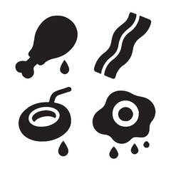 Collection of greasy food silhouette icons
