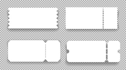 Retro ticket, coupon or voucher. Cinema concert paper tag with separation point empty template, label. Vintage shape raffle edge, frame border. 