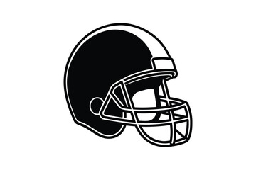 Fototapeta premium Bold American Football Helmet Graphic Illustration Protective Gear for Players Sports Equipment Isolated on White Background Silhouette black and white silhouette illustration