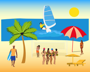 summer beach sports vacation poster