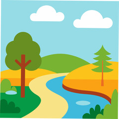Fototapeta premium Idyllic landscape with winding river and rolling hills