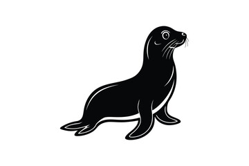 Elegant Seal Illustration in Black and White Featuring a Sleek Design of a Marine Animal Presented as a Silhouette clean minimalist seal