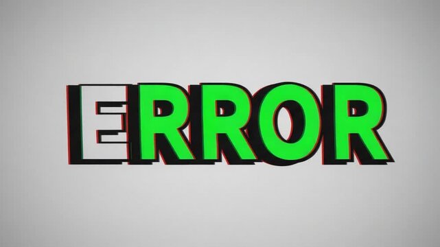 Dynamic error message animation with glitch effect and color change transition video