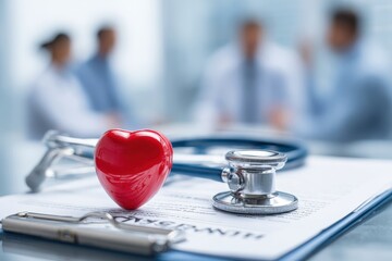 Stethoscope on policy documents representing health insurance and medical expense protection