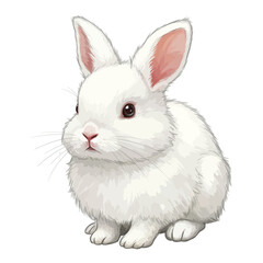 Cute Fluffy White Baby Rabbit Isolated on White Background Adorable Pet Bunny Animal