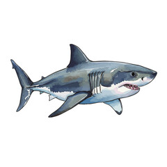 Fototapeta premium Powerful Great White Shark Illustration Isolated on White Background Marine Animal