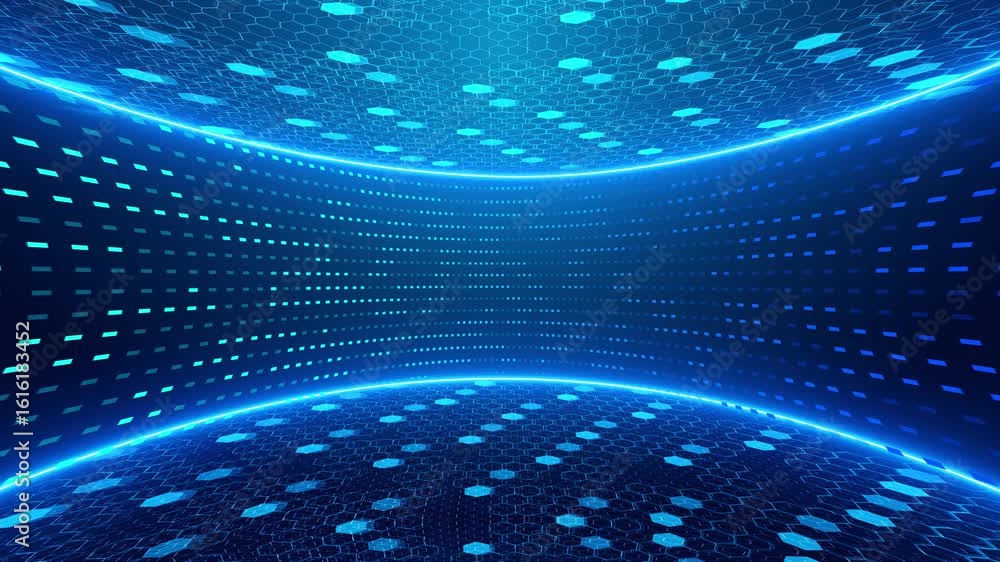 Poster blue and purple gradient abstract technology background hexagon shape. grid digital cyberspace abstr