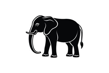 Obraz premium Elegant Asian Elephant Silhouette in a Classic Style striking black and white silhouette elephant showcasing classic style elephant silhouette animal wildlife