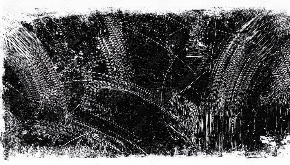 Aufkleber gritty black and white abstract texture with bold scratch patterns and sweeping brush strokes for gr