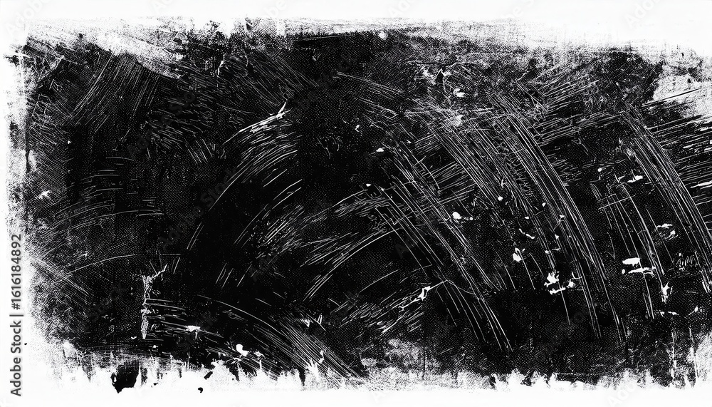 Aufkleber gritty black and white abstract texture with bold scratch patterns and sweeping brush strokes for gr