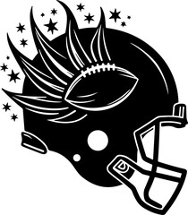 Gridiron Glory: Sunburst Football Helmet Tattoo Design"