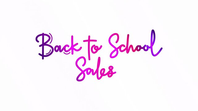 Back to school One line continuous animated typography intro outro, hand drawn calligraphy monoline vintage text on background, aniamted Calligraphy lettering animation video, pink purple gradient typ