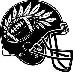 Gridiron Glory: Sunburst Football Helmet Tattoo Design"