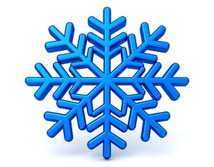 3D blue snowflake on white background