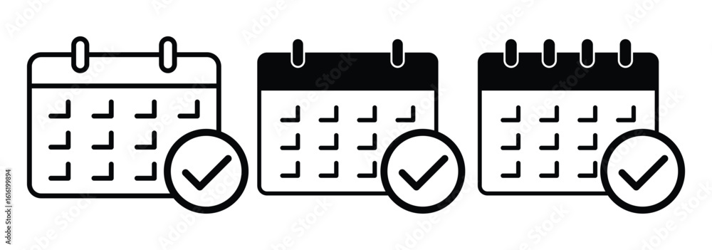 Poster calendar icons set. calendar symbol. calendar vector icon. deadline. date. time, thin line design. l