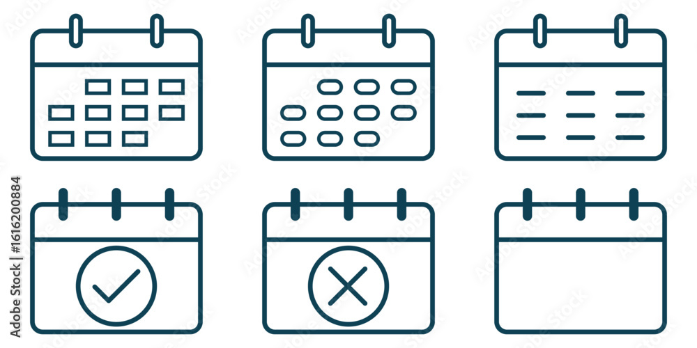 Poster minimal calendar icon set, vector schedule, reminder, and date icons. calendar icon vector illustrat