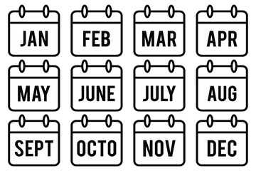 Minimal Calendar Icon Set, Vector Schedule, Reminder, and Date Icons. Calendar icon vector illustration. Calendar sign and symbol. Schedule icon symbol. Calendar icon vector for web and mobile app. 