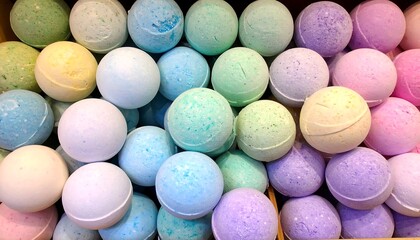 Colorful bath bombs in a display