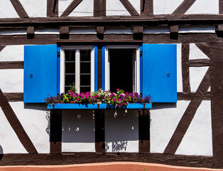 Architektur mit Fachwerkhäusern in der Altstadt von Büdingen, Hessen, Deutschland