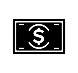Conceptual black and white currency design with dollar sign offers a simple, modern financial symbol for various graphic projects.