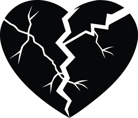 Broken heart with cracks and arrow emotional symbol isolated on white background isolated on transparent background