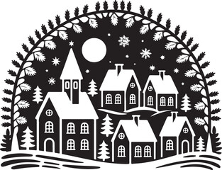 Fototapeta premium Christmas House Vector Art, Winter Christmas silhouette