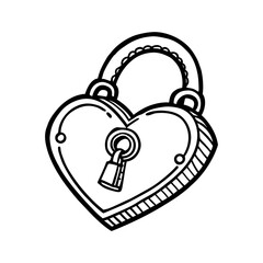 Vintage heart shaped padlock with keyhole and shackle isolated on white background isolated on...