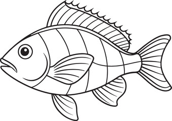 Cute snapper fish coloring illustration ideal for kids marine books and ocean educational design resources