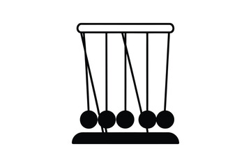 Newton s Cradle Illustration in Black and White Depicting Momentum and Kinetic Energy in a Minimalist Silhouette Style silhouette