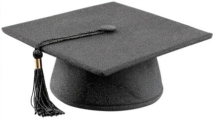 Graduation cap isolated on white background, cut out for academic design, education visuals and graduation branding