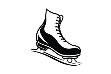 Elegant Ice Skate Illustration in Black and White Perfect for Winter Sports Designs and Creative Projects featuring a silhouette