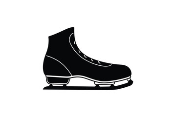 Elegant Ice Skate Illustration in Black and White Perfect for Winter Sports and Recreation Designs Featuring a Silhouette
