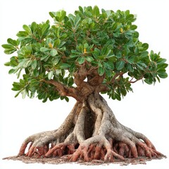 Mangrove forest isolated on white background, cut out for ecological education and environmental conservation design