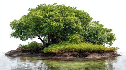 Mangrove forest isolated on white background, cut out for ecological education and environmental conservation design