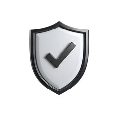 Shield with checkmark symbol isolated on transparent background isolated on white background