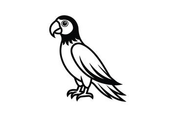 Elegant Parrot Illustration in Black and White Featuring a Clean Silhouette Style for Modern Design Projects Vector silhouette