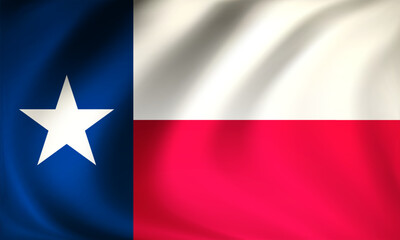 Texas flag wavy background, vector art illustration.